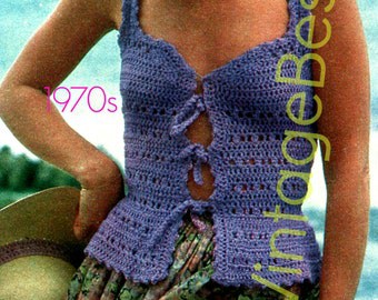 1970s Boho Lilac Lace Vest Crochet Pattern
