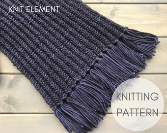 Orion Long Fringe Scarf Knitting Pattern: Beginner-Unisex