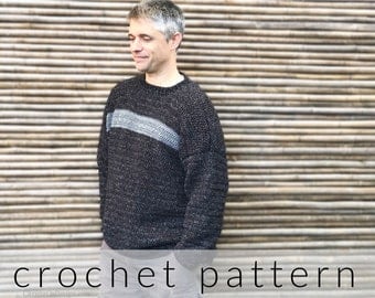Men's Crewneck Sweater Crochet Pattern PDF