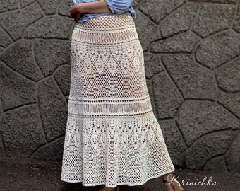 Boho Crochet Maxi Wedding Skirt Pattern S-5XL