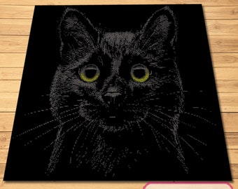 Black Cat Crochet Blanket Pattern with Instructions