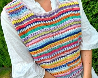 Beginner's FRIDA Crochet Vest Pattern, S-XXL, Zerowaste