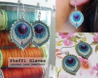 Peacock Feather Crochet Earring Pattern Tutorial