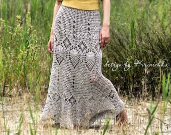 Boho Crochet Maxi Skirt Pattern S-5XL