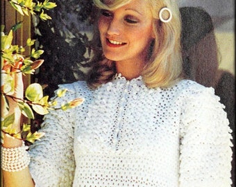Boho 1970's Crochet Lace Blouse Pattern No.1255