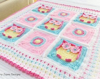 Kerry's Owl Baby Blanket Crochet Pattern