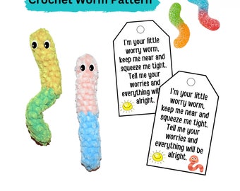 Wiggle Worry Worm Crochet Pattern with Poem