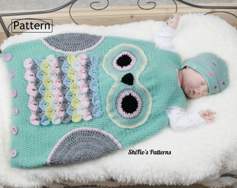 Owl Baby Sleeping Bag Crochet Pattern in 4 Languages