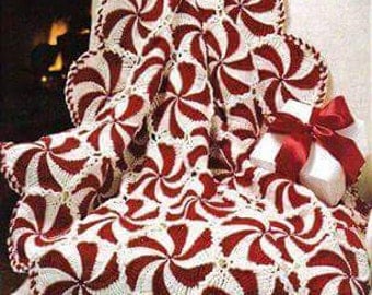 Peppermint Candy Christmas Crochet Afghan Pattern