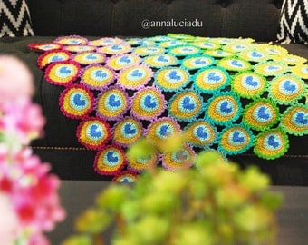 Peacock Feather Crochet Baby Blanket Pattern