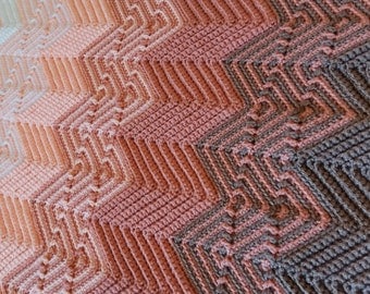 Chevron Apache Waves Mosaic Crochet Blanket Pattern