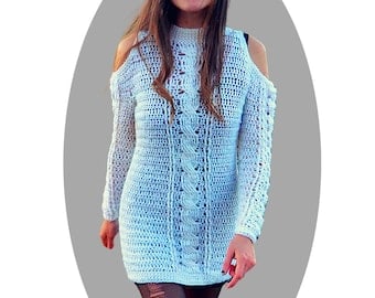 Levitate Shoulderless Crochet Sweater Dress Pattern