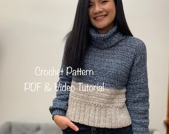 Crochet Turtleneck Sweater Pattern with Video Tutorial