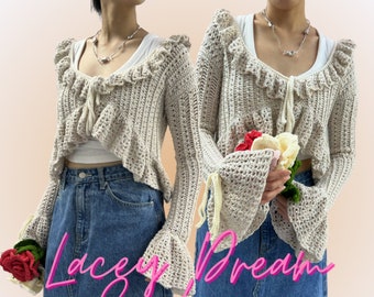 Crochet Lacey Dream Cardigan: Vintage Cottage Core