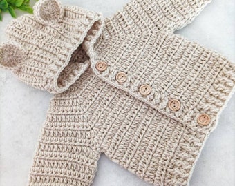 Crochet Bear Hooded Jacket Pattern for Kids