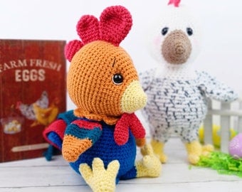 Crochet Rooster & Chicken Amigurumi Pattern Tutorial