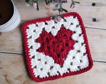 Heart Granny Square Crochet Blanket Pattern