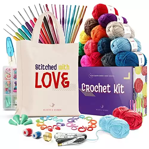 Crochet Kit for Beginners Adults – Beginner Crochet Kit for Adults and Kids, Learn to Crochet Kits for Adults Beginner and Professionals – 73 Piece Crochet Set with Crochet Yarn and Crochet Hook S...