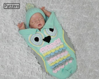 Owl Baby Cocoon & Hat Knitting Pattern