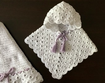 Crochet Camellia Poncho & Bonnet Pattern