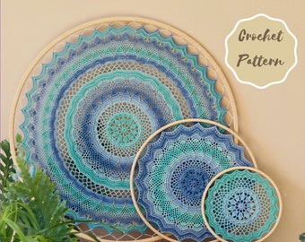 Ocean Breeze Mandala Crochet Pattern, Multiple Sizes