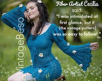 Vintage 1960s 'Juliet' Ladies Lace Crochet Dress Pattern