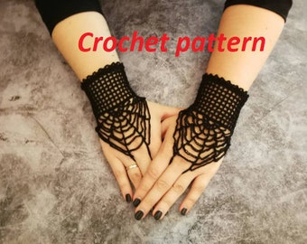 Gothic Spiderweb Crochet Arm Warmers Pattern