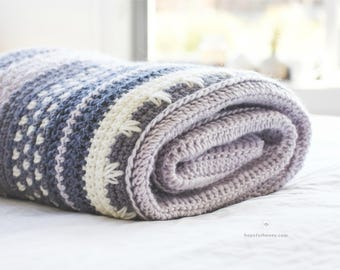 Easy Striped Afghan Crochet Blanket Pattern PDF