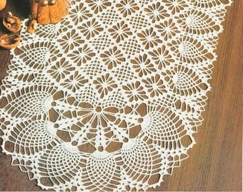 Victorian Oval Pineapple Crochet Table Runner Pattern