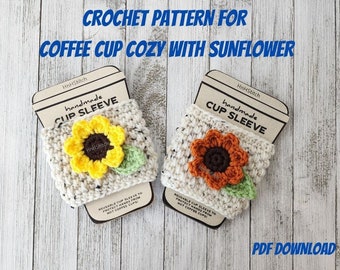 Sunflower Coffee Cup Cozy Crochet Pattern
