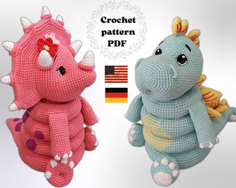 Crochet Dino Toy Pattern: Triceratops & Stegosaurus Bundle