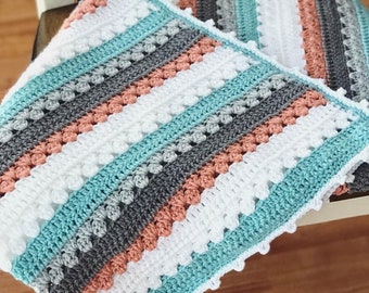 Simple Modern Striped Crochet Blanket Pattern