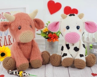 Crochet Highland Cow Pattern with Strawberry Tutorial