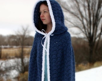 Crochet Pattern for Hooded Winter Cape