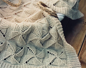 Textured Pinwheel Afghan Crochet Pattern - Adjustable Size