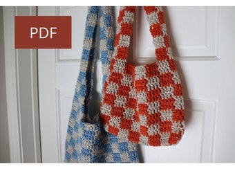 Checkered Crochet Bag PDF Pattern Guide