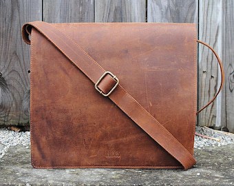 Personalized Full Grain Leather Laptop Bag for Men