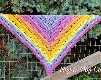 Rainbow Sherbet Crochet Shawl Pattern 484