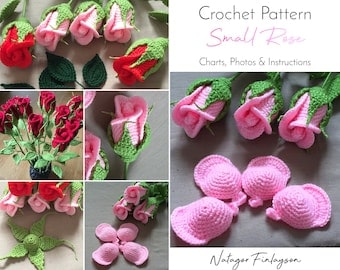 Rose Crochet Pattern: Small Valentine's Stemmed Flower