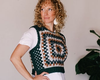 Easy Retro Crochet Vest Pattern PDF