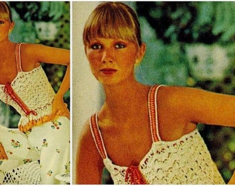 Vintage Peplum Camisole PDF Crochet Pattern in English