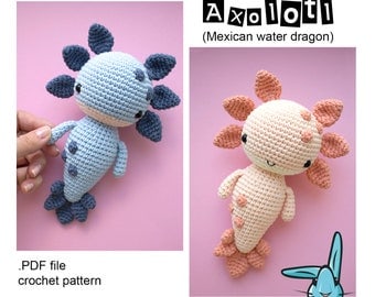 Multilingual Amigurumi Axolotl Crochet Pattern