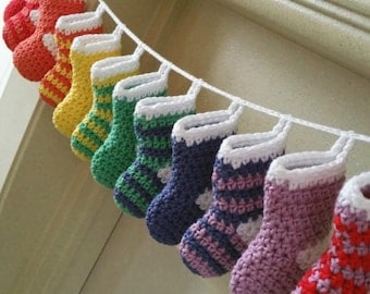 UK Crochet Pattern for Mini Christmas Stockings