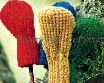 1970s Vintage Knitted Golf Club Covers Pattern