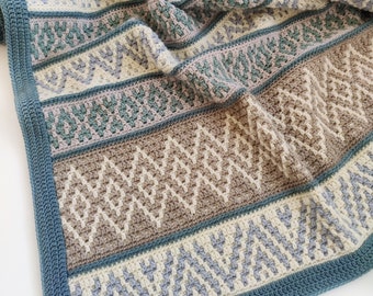 Sea Crystals Crochet Blanket Pattern: Dutch/English