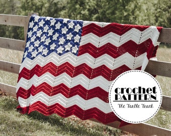 Crochet Pattern for USA Flag Blanket