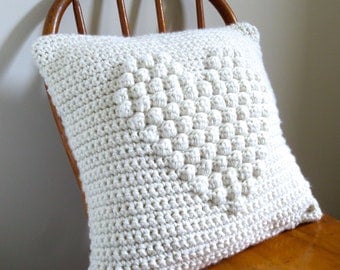 Farmhouse Style Heart Pillow Crochet Pattern
