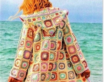 Granny Square Hooded Jacket Crochet Pattern