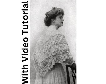 1908 Vintage Shawl Crochet Pattern with Video