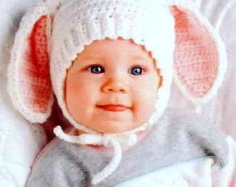 Vintage Baby Bunny Crochet Hat & Mittens Pattern